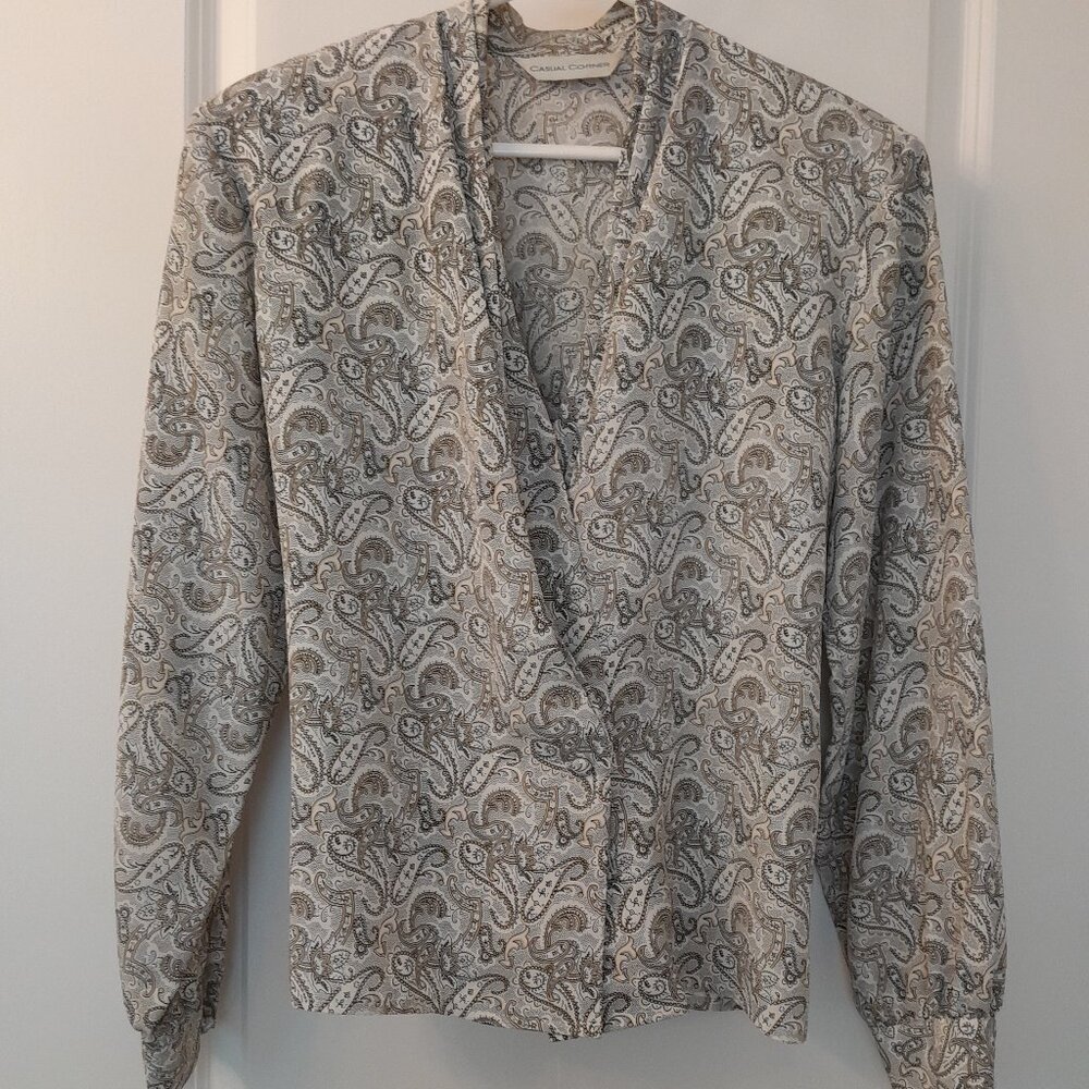 Soft Pattern Blouse - Tiered V Neck